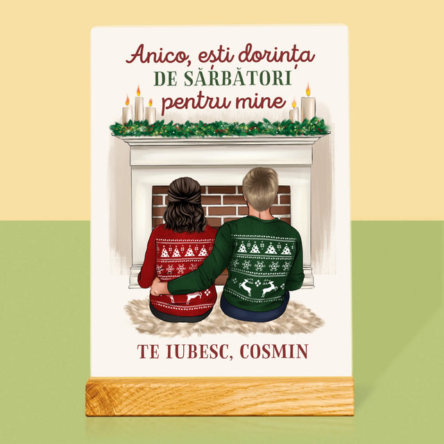 Creator De Personaj: Cuplu Crăciun - Imprimare Pe Sticlă Acrilică (Verticală)