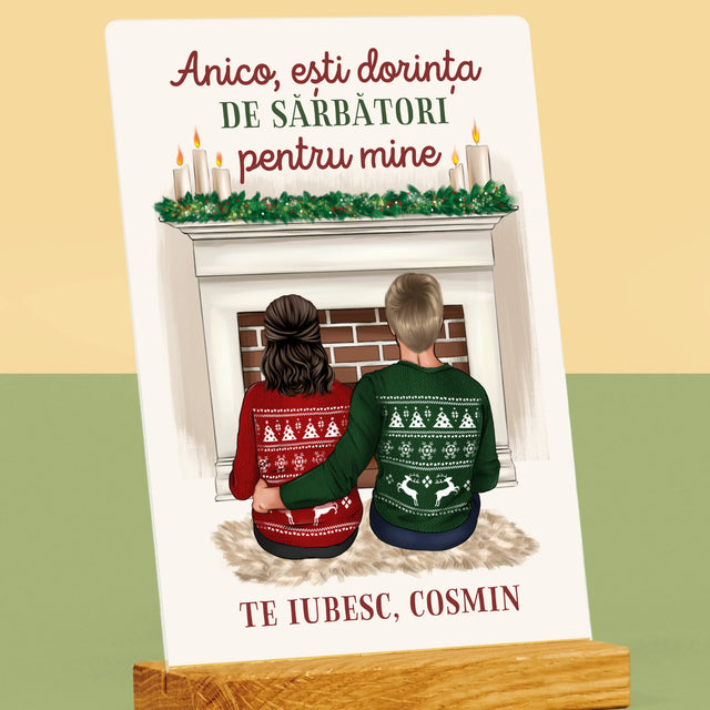 Creator De Personaj: Cuplu Crăciun - Imprimare Pe Sticlă Acrilică (Verticală)