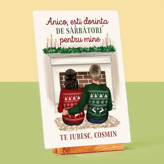 Creator De Personaj: Cuplu Crăciun - Imprimare Pe Sticlă Acrilică (Verticală)