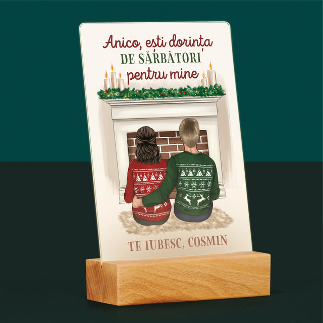 Creator De Personaj: Cuplu Crăciun - Imprimare Pe Sticlă Acrilică (Verticală)