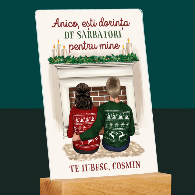 Creator De Personaj: Cuplu Crăciun - Imprimare Pe Sticlă Acrilică (Verticală)