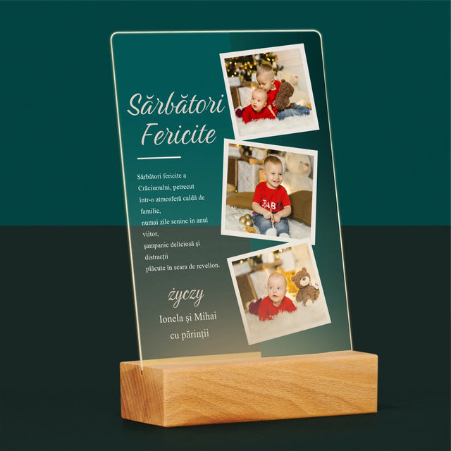 Colaj De Fotografii: Urări De Sărbători - Imprimare Pe Sticlă Acrilică (Verticală)