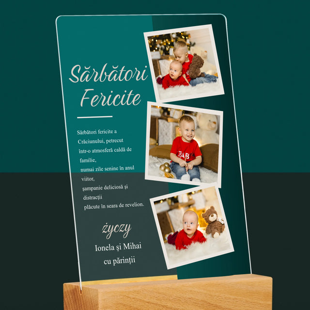 Colaj De Fotografii: Urări De Sărbători - Imprimare Pe Sticlă Acrilică (Verticală)