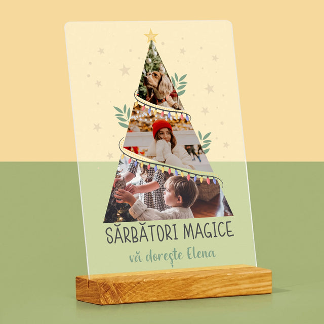 Colaj De Fotografii: Sărbători Magice Brad - Imprimare Pe Sticlă Acrilică (Verticală)