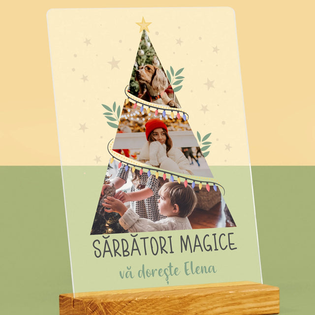 Colaj De Fotografii: Sărbători Magice Brad - Imprimare Pe Sticlă Acrilică (Verticală)