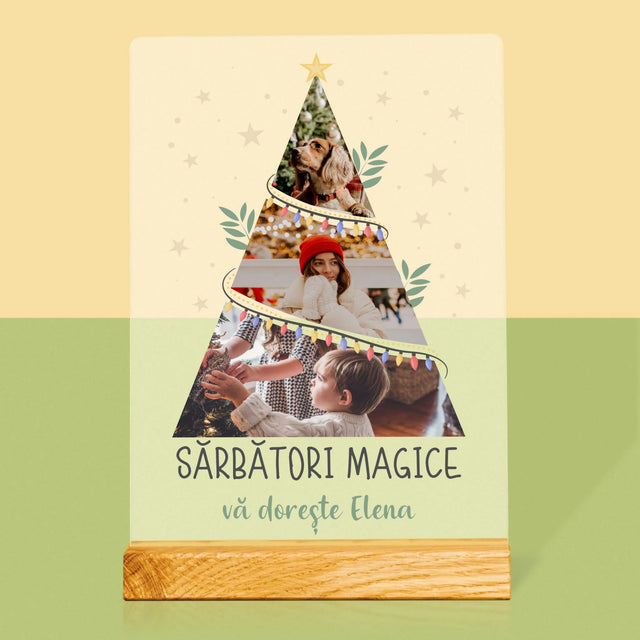 Colaj De Fotografii: Sărbători Magice Brad - Imprimare Pe Sticlă Acrilică (Verticală)