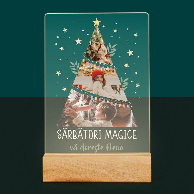 Colaj De Fotografii: Sărbători Magice Brad - Imprimare Pe Sticlă Acrilică (Verticală)