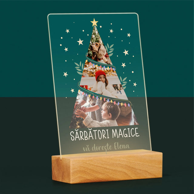Colaj De Fotografii: Sărbători Magice Brad - Imprimare Pe Sticlă Acrilică (Verticală)