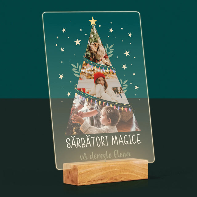Colaj De Fotografii: Sărbători Magice Brad - Imprimare Pe Sticlă Acrilică (Verticală)