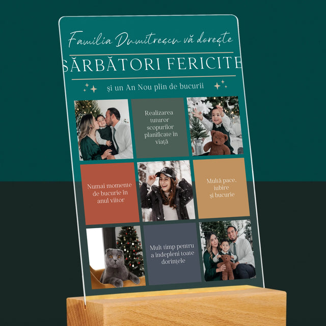 Colaj De Fotografii: Sărbători Fericite Urări - Imprimare Pe Sticlă Acrilică (Verticală)
