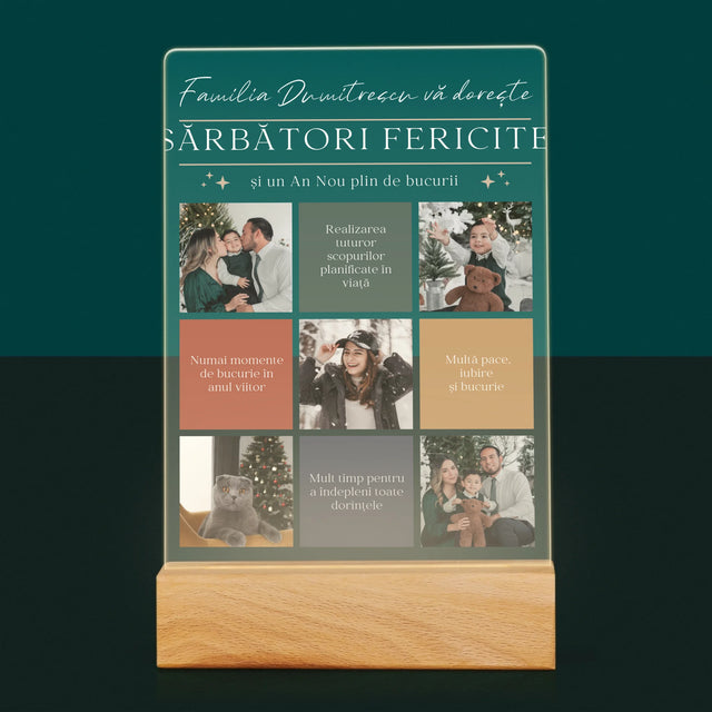 Colaj De Fotografii: Sărbători Fericite Urări - Imprimare Pe Sticlă Acrilică (Verticală)