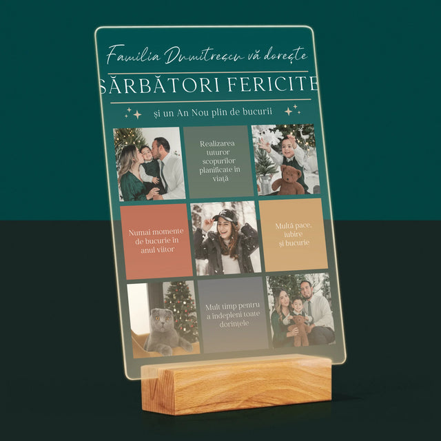 Colaj De Fotografii: Sărbători Fericite Urări - Imprimare Pe Sticlă Acrilică (Verticală)
