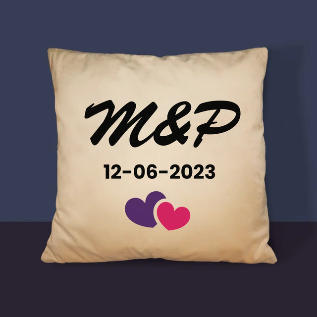 Monogramă: Inițiale Inimi - Pernă (Cu Fotografie)