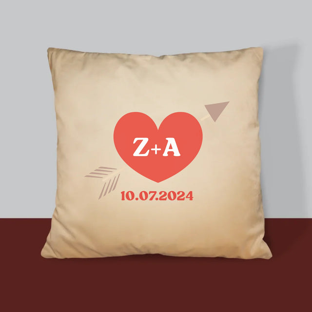 Monogramă: Inițiale Inimă Cu Săgeată - Pernă (Cu Fotografie)