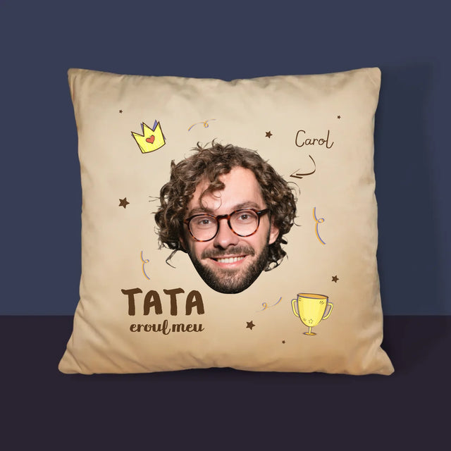 Fotografie Si Semnătură: Tată Erou - Pernă (Cu Fotografie)