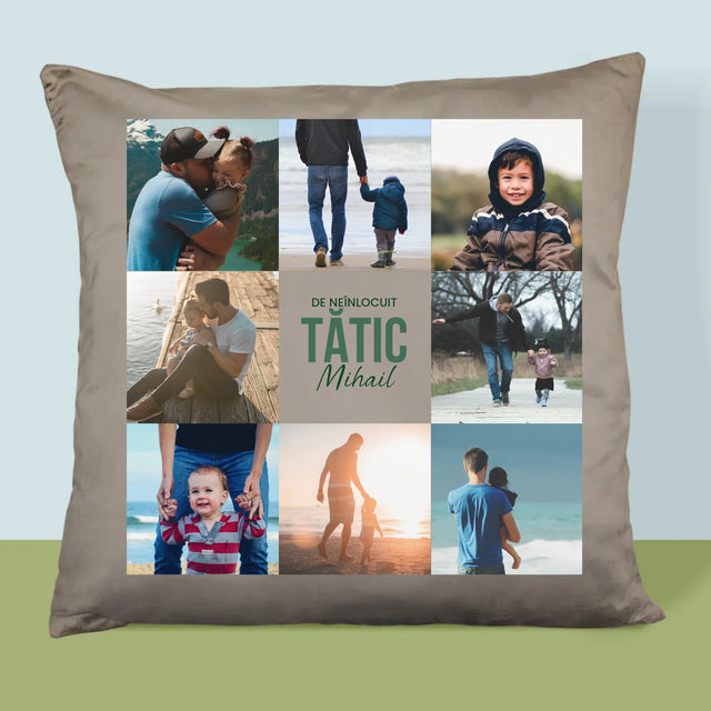 Colaj De Fotografii: Tată De Neînlocuit - Pernă (Cu Fotografie)