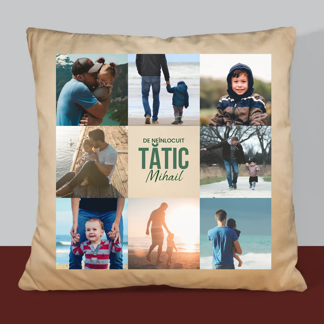 Colaj De Fotografii: Tată De Neînlocuit - Pernă (Cu Fotografie)