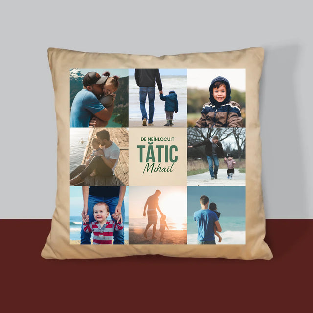 Colaj De Fotografii: Tată De Neînlocuit - Pernă (Cu Fotografie)