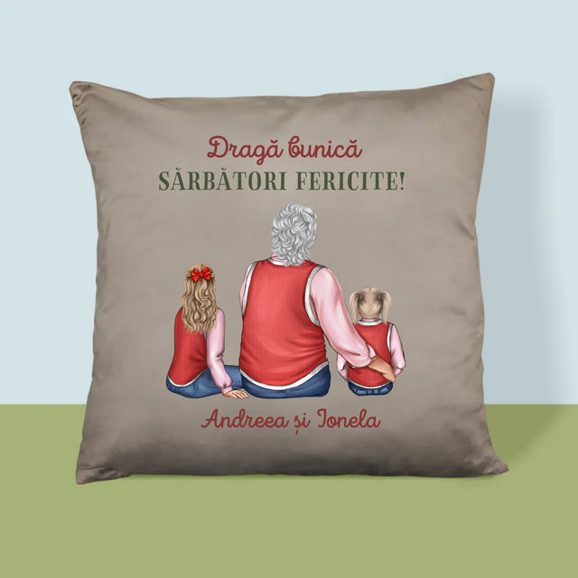 Creator De Personaj: Bunico, Sărbători Fericite - Pernă (Cu Fotografie)