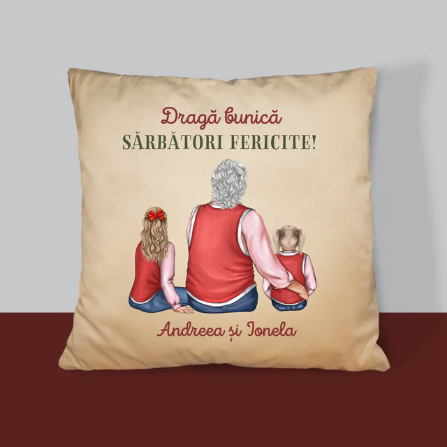 Creator De Personaj: Bunico, Sărbători Fericite - Pernă (Cu Fotografie)