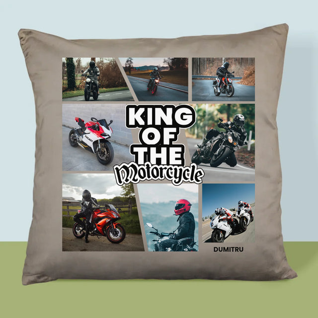 Colaj De Fotografii: King Of The Motorcycle - Pernă (Cu Fotografie)