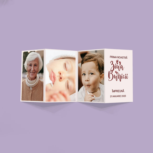 Colaj De Fotografii: Prima Zi A Bunicii - Set Mare Fotografii Pliante
