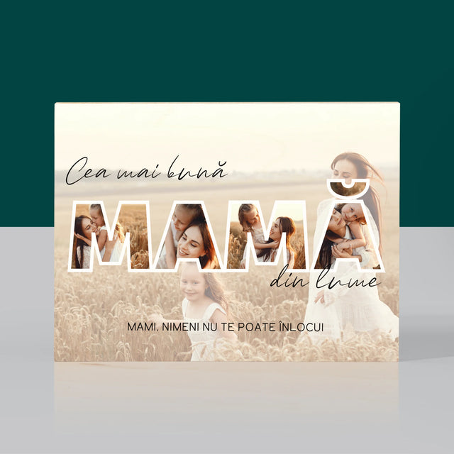 Cuvânt Din Fotografii: Cea Mai Bună Mamă Din Lume Fotografii - Imprimare Pe Lemn (Horizontală)