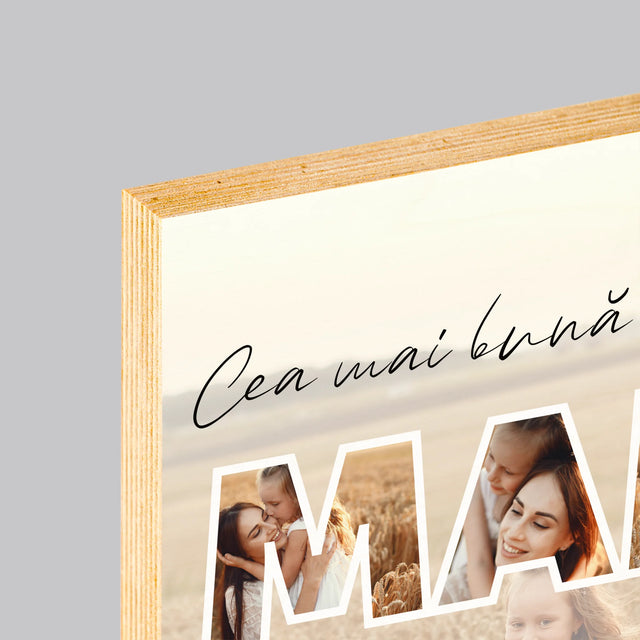 Cuvânt Din Fotografii: Cea Mai Bună Mamă Din Lume Fotografii - Imprimare Pe Lemn (Horizontală)