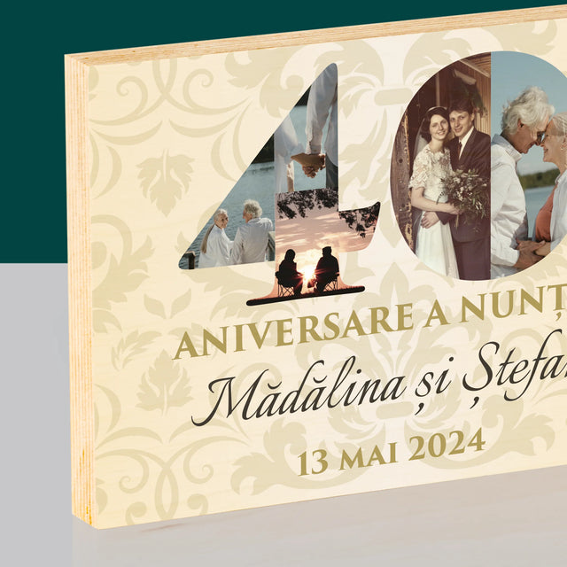 Cuvânt Din Fotografii: A 40-A Aniversare A Nunții - Imprimare Pe Lemn (Horizontală)