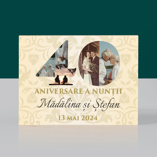 Cuvânt Din Fotografii: A 40-A Aniversare A Nunții - Imprimare Pe Lemn (Horizontală)
