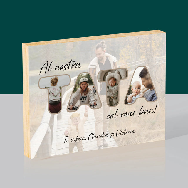 Cuvânt Din Fotografii: Tatăl Nostru Este Cel Mai Bun - Imprimare Pe Lemn (Horizontală)