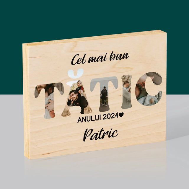 Cuvânt Din Fotografii: Cel Mai Bun Tată Al Anului - Imprimare Pe Lemn (Horizontală)