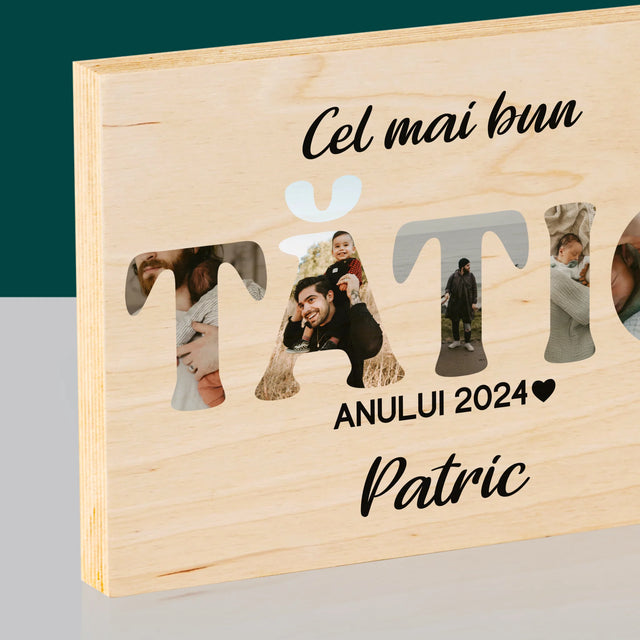 Cuvânt Din Fotografii: Cel Mai Bun Tată Al Anului - Imprimare Pe Lemn (Horizontală)