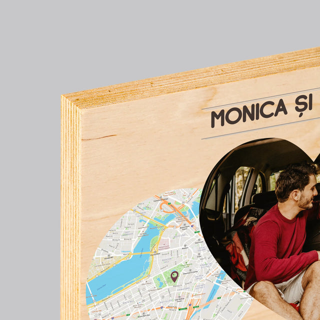 Harta Oraș: Locurile Noastre - Imprimare Pe Lemn (Horizontală)