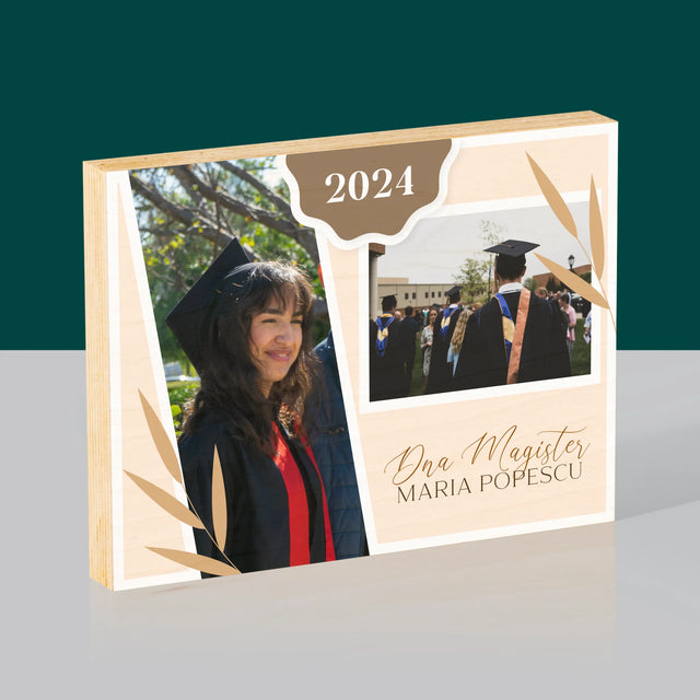 Colaj De Fotografii: Dna Magistră - Imprimare Pe Lemn (Horizontală)