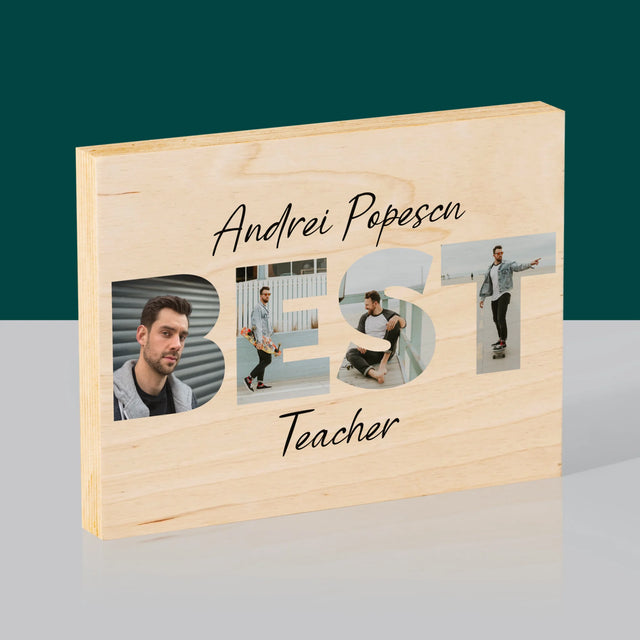 Cuvânt Din Fotografii: Best Teacher - Imprimare Pe Lemn (Horizontală)
