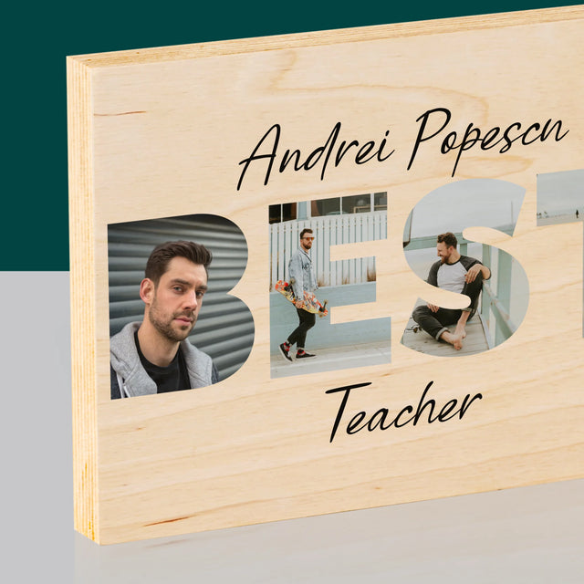 Cuvânt Din Fotografii: Best Teacher - Imprimare Pe Lemn (Horizontală)