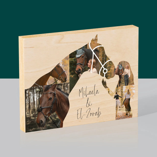 Formă Din Fotografii: Fata Și Calul - Imprimare Pe Lemn (Horizontală)