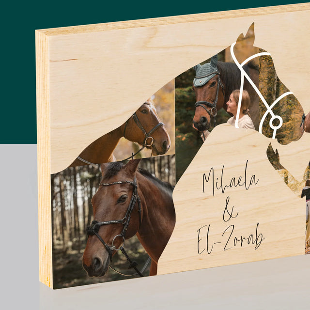 Formă Din Fotografii: Fata Și Calul - Imprimare Pe Lemn (Horizontală)