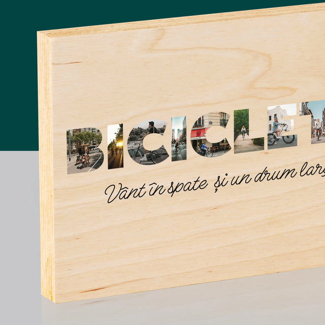 Cuvânt Din Fotografii: Bicikleta - Imprimare Pe Lemn (Horizontală)