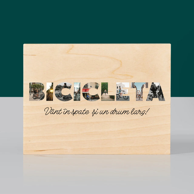 Cuvânt Din Fotografii: Bicikleta - Imprimare Pe Lemn (Horizontală)