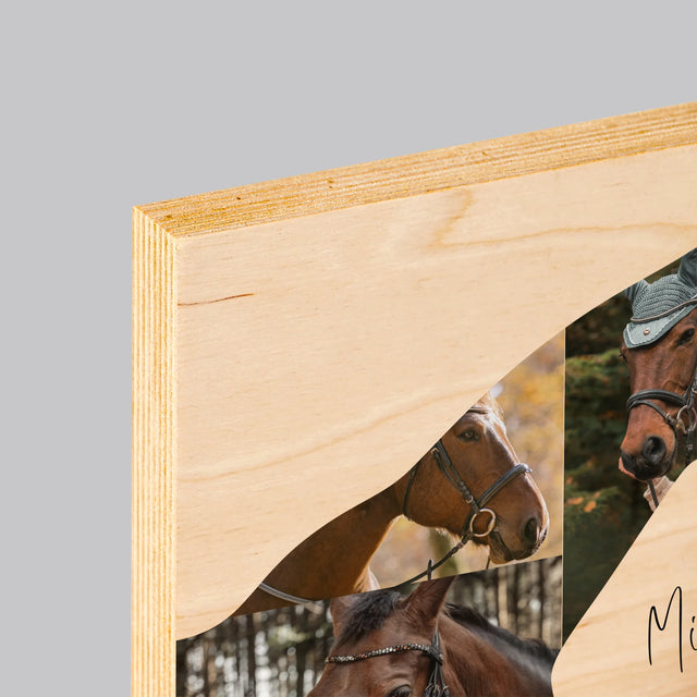 Formă Din Fotografii: Fata Și Calul - Imprimare Pe Lemn (Horizontală)