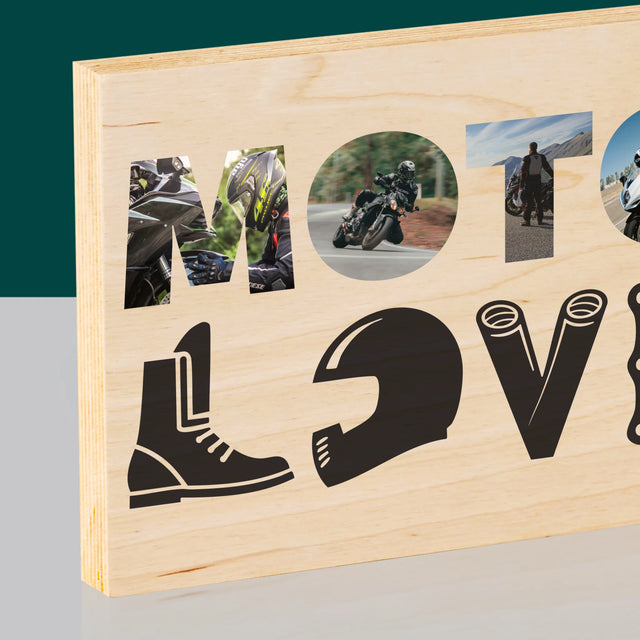 Cuvânt Din Fotografii: Motolove - Imprimare Pe Lemn (Horizontală)