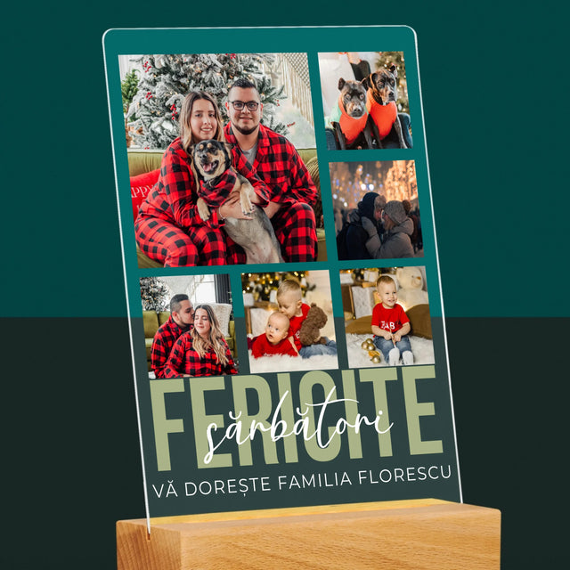 Colaj De Fotografii: Sărbători Fericite - Imprimare Pe Sticlă Acrilică (Verticală)
