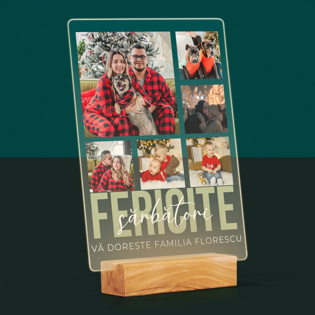 Colaj De Fotografii: Sărbători Fericite - Imprimare Pe Sticlă Acrilică (Verticală)