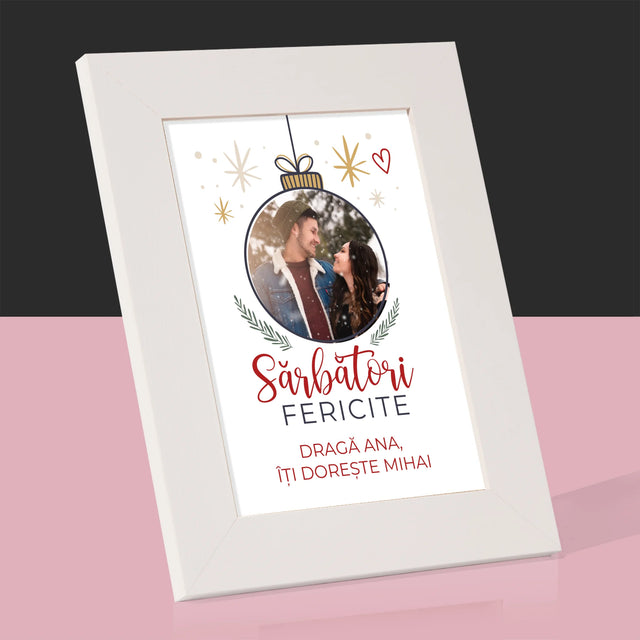 Fotografie Si Semnătură: Sărbători Fericite Jucărie De Brad - Ramă Pentru Fotografii (Horizontală)