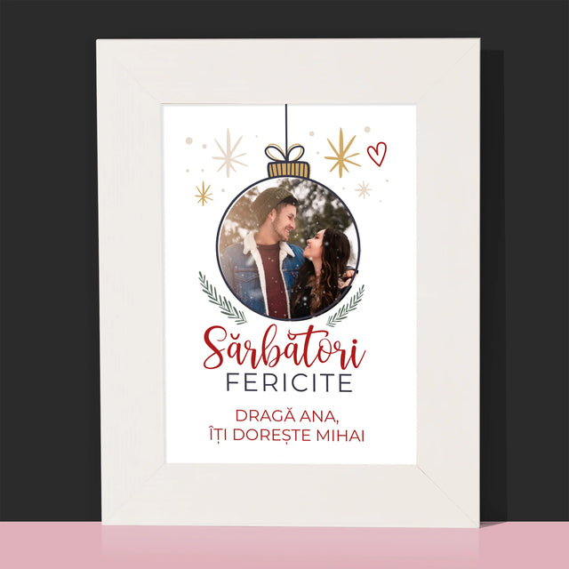 Fotografie Si Semnătură: Sărbători Fericite Jucărie De Brad - Ramă Pentru Fotografii (Horizontală)