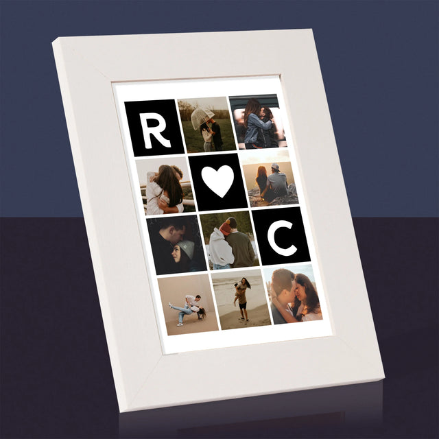 Colaj De Fotografii: Monogram De Dragoste Cu Fotografii - Ramă Pentru Fotografii (Horizontală)