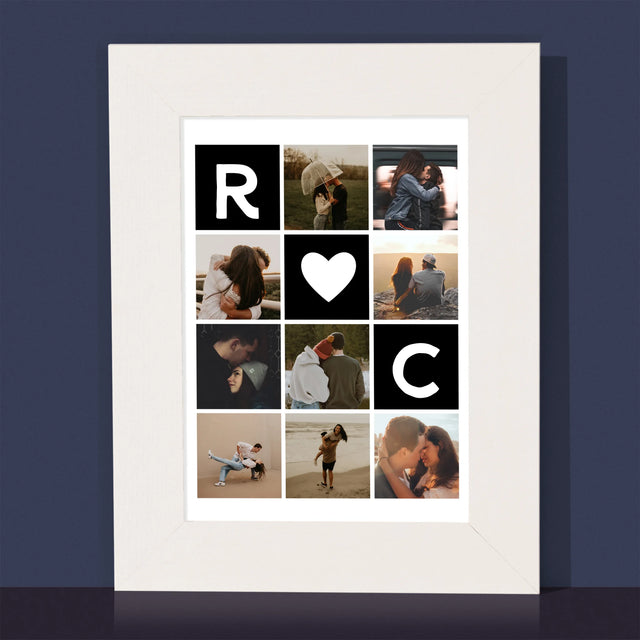 Colaj De Fotografii: Monogram De Dragoste Cu Fotografii - Ramă Pentru Fotografii (Horizontală)