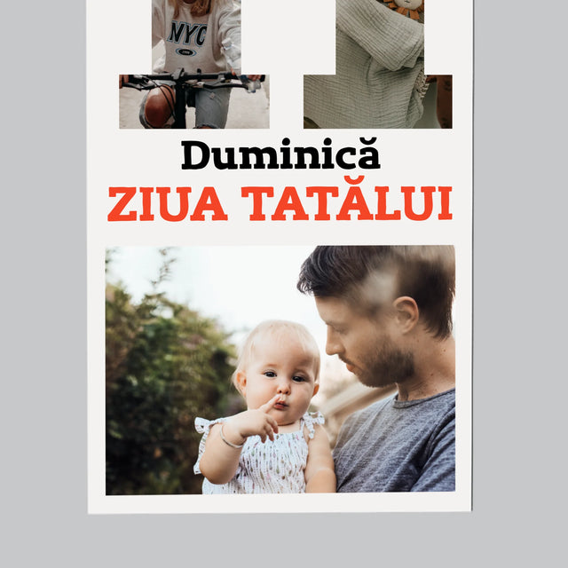 Cuvânt Din Fotografii: Felicitare Calendar Ziua Tatălui - Magnet Pe Fregider